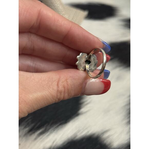 Native American Southwest Sterling Silver Turquoise Ring Single Stone Stacker - Picture 4 of 10